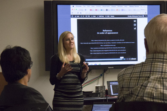 Mallary Tenore, executive director of Images and Voices of Hope, leads a workshop on restorative narrative to kick of the Experience Engagement conference. Photo by Emmalee McDonald